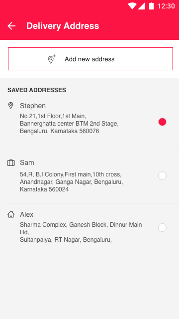 Delivery address