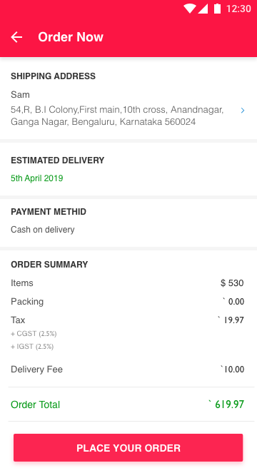 Checkout summary