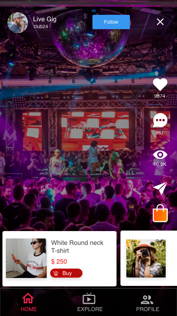 Shoppable live feed