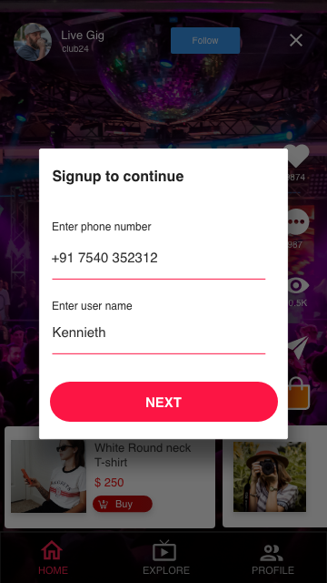 Progressive signup
